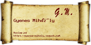 Gyenes Mihály névjegykártya
